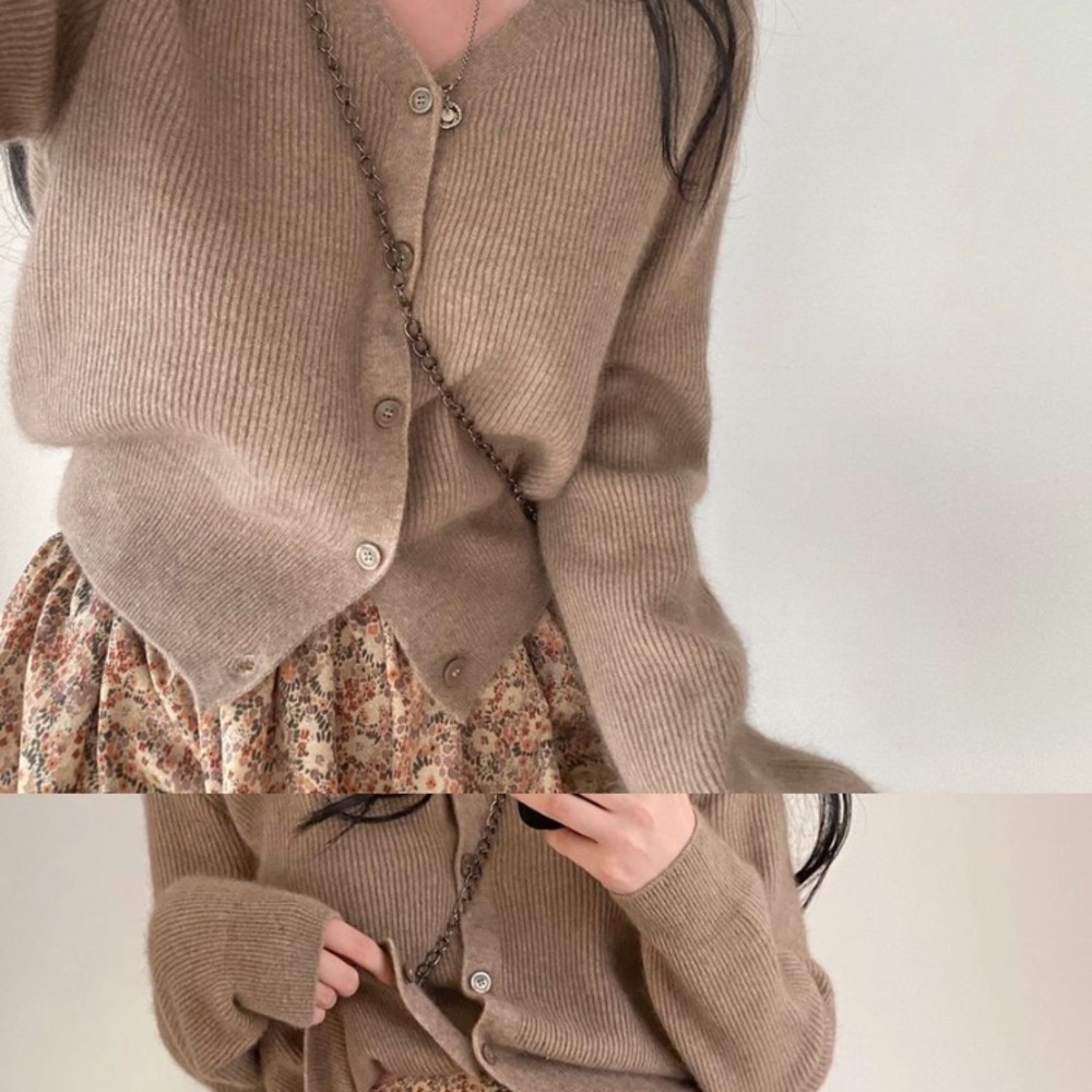 Coffe V-Neck Cardigan